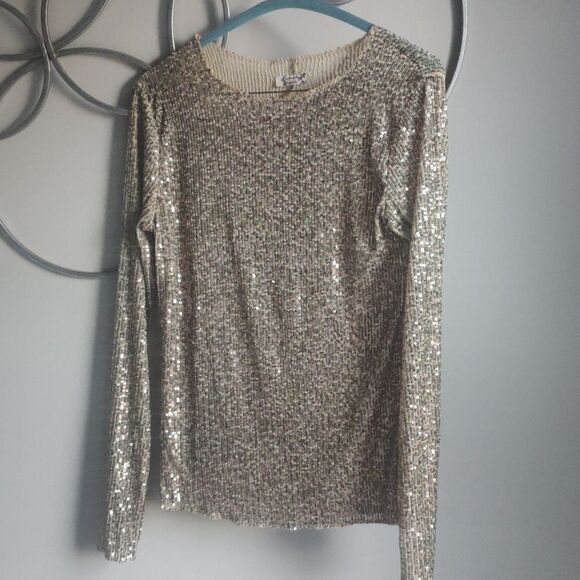 NWOT Intimately Free People gold sequin top - Picture 2 of 8
